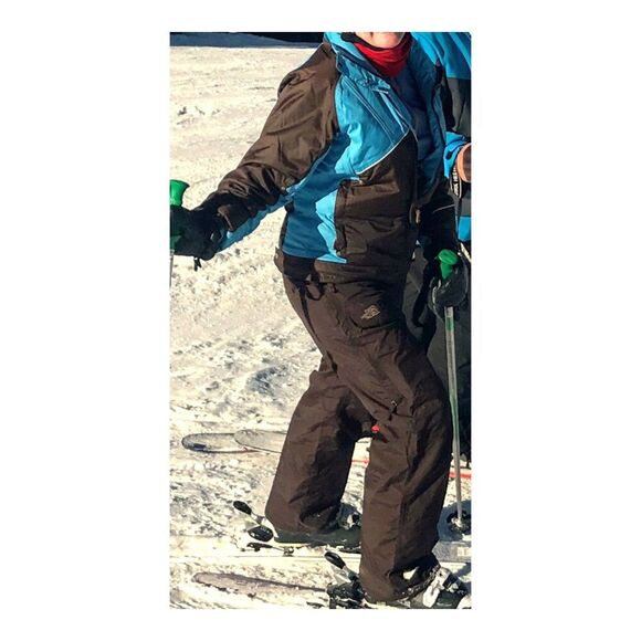 Columbia Women’s Convert Boardwear Snowboard Ski Jacket Brown Blue Snap Hood Med - Picture 2 of 16